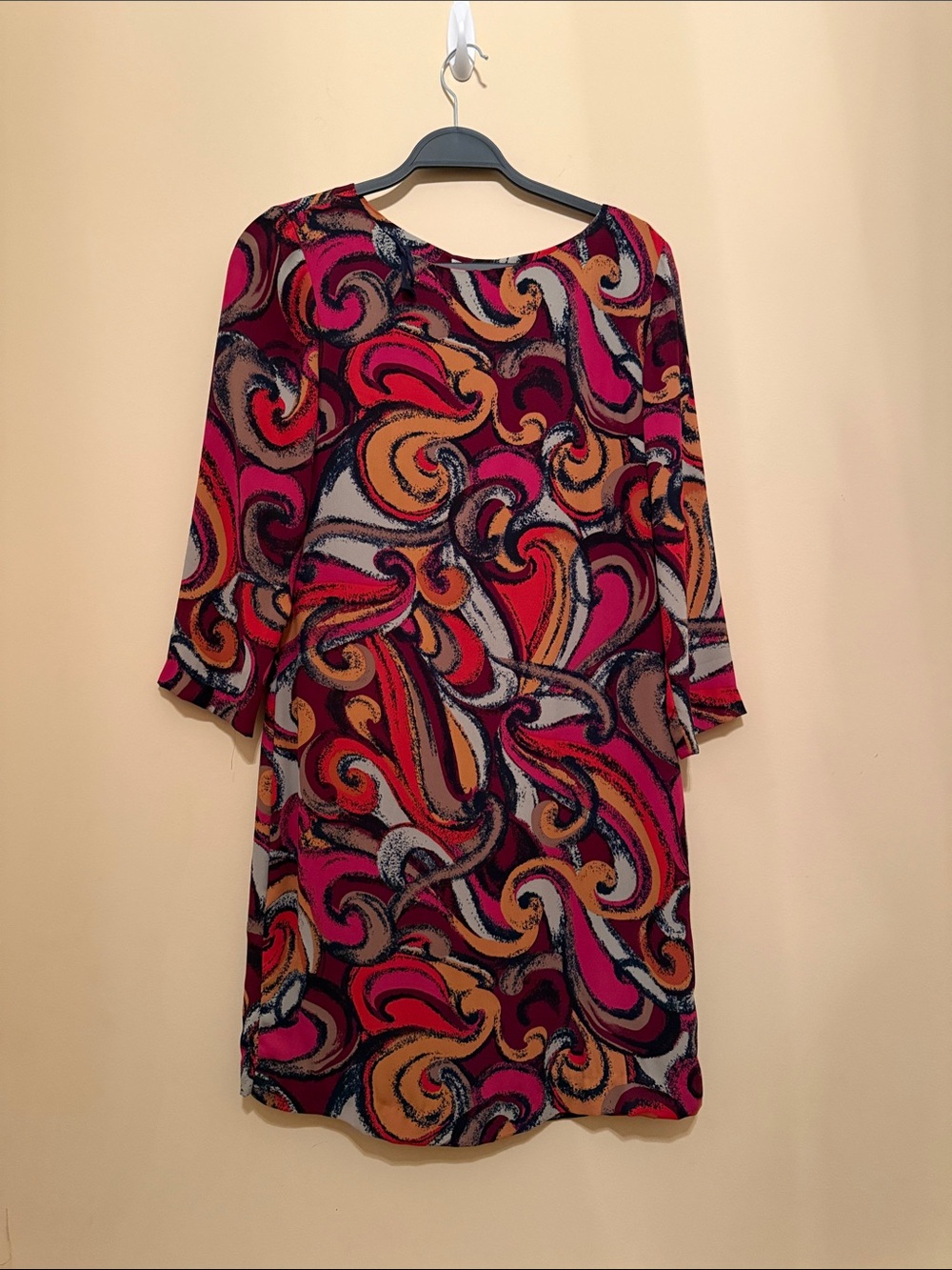 Maeve Anthropologie "Flavia" 1970s Retro‎ Swirl Print Shift Dress small